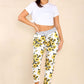 Italian Sunflower Print Drawstring Cotton Joggers