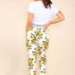 Italian Sunflower Print Drawstring Cotton Joggers