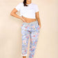 Italian Palm Tree Print Drawstring Cotton Joggers