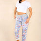 Italian Palm Tree Print Drawstring Cotton Joggers