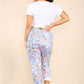 Italian Palm Tree Print Drawstring Cotton Joggers