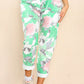 Italian Rose Flower Print Drawstring Cotton Joggers
