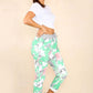 Italian Rose Flower Print Drawstring Cotton Joggers