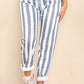 Italian Striped Print Drawstring Cotton Joggers