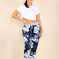 Italian Lily Print Drawstring Cotton Joggers