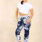 Italian Lily Print Drawstring Cotton Joggers