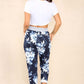 Italian Lily Print Drawstring Cotton Joggers