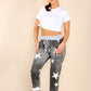 Italian Star Print Drawstring Cotton Joggers
