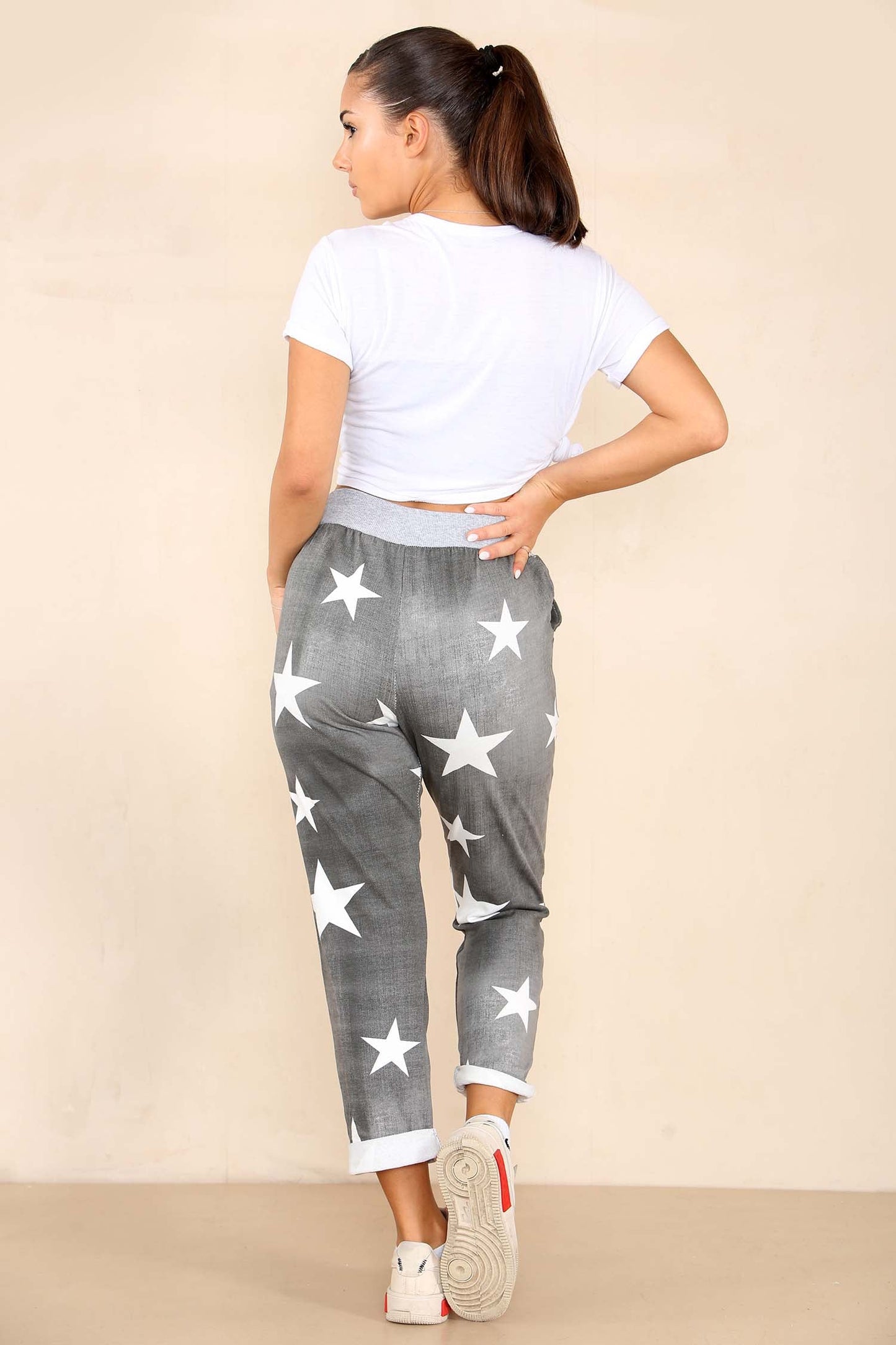 Italian Star Print Drawstring Cotton Joggers