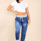 Italian Plain Drawstring Cotton Joggers