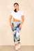 Italian Floral Print Drawstring Cotton Joggers