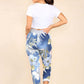 Italian Floral Print Drawstring Cotton Joggers