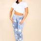 Italian Star Print Drawstring Cotton Joggers