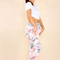 Italian Rose Flower Print Drawstring Cotton Joggers