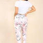 Italian Rose Flower Print Drawstring Cotton Joggers