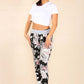 Italian Floral Print Drawstring Cotton Joggers