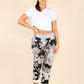 Italian Floral Print Drawstring Cotton Joggers