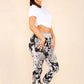 Italian Floral Print Drawstring Cotton Joggers