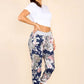 Italian Floral Print Drawstring Cotton Joggers