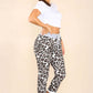 Italian Leopard Print Drawstring Cotton Joggers