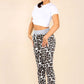 Italian Leopard Print Drawstring Cotton Joggers