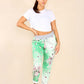 Italian Floral Print Drawstring Cotton Joggers
