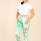 Italian Floral Print Drawstring Cotton Joggers