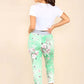 Italian Floral Print Drawstring Cotton Joggers