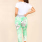 Italian Floral Print Drawstring Cotton Joggers