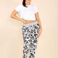 Italian Leaf Print Drawstring Cotton Joggers