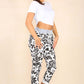Italian Leaf Print Drawstring Cotton Joggers