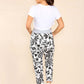 Italian Leaf Print Drawstring Cotton Joggers