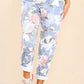 Italian Rose Flower Print Drawstring Cotton Joggers