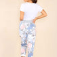 Italian Rose Flower Print Drawstring Cotton Joggers