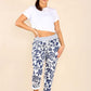 Italian Leaf Print Drawstring Cotton Joggers