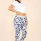 Italian Leaf Print Drawstring Cotton Joggers