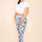 Italian Leaf Print Drawstring Cotton Joggers