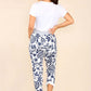 Italian Leaf Print Drawstring Cotton Joggers