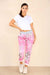 Italian Floral Print Drawstring Cotton Joggers