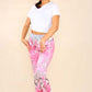 Italian Floral Print Drawstring Cotton Joggers