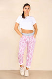 Italian Floral Texture Print Drawstring Cotton Joggers