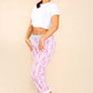 Italian Floral Texture Print Drawstring Cotton Joggers
