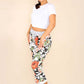 Italian Floral Print Drawstring Cotton Joggers