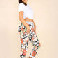 Italian Floral Print Drawstring Cotton Joggers
