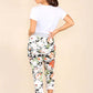 Italian Floral Print Drawstring Cotton Joggers