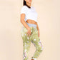 Italian Floral Print Drawstring Cotton Joggers