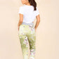 Italian Floral Print Drawstring Cotton Joggers