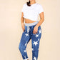 Italian Star Print Drawstring Cotton Joggers
