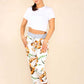 Italian Floral Print Drawstring Cotton Joggers