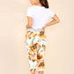 Italian Floral Print Drawstring Cotton Joggers